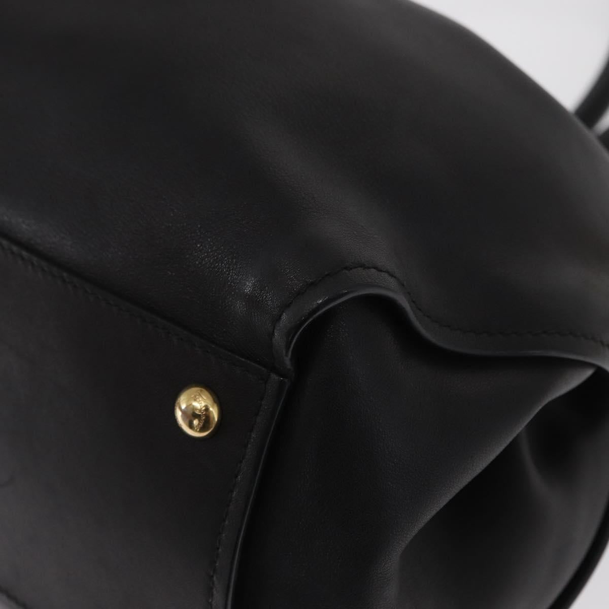 Salvatore Ferragamo Gancini Tote Bag Leather Black Gold Auth 170707