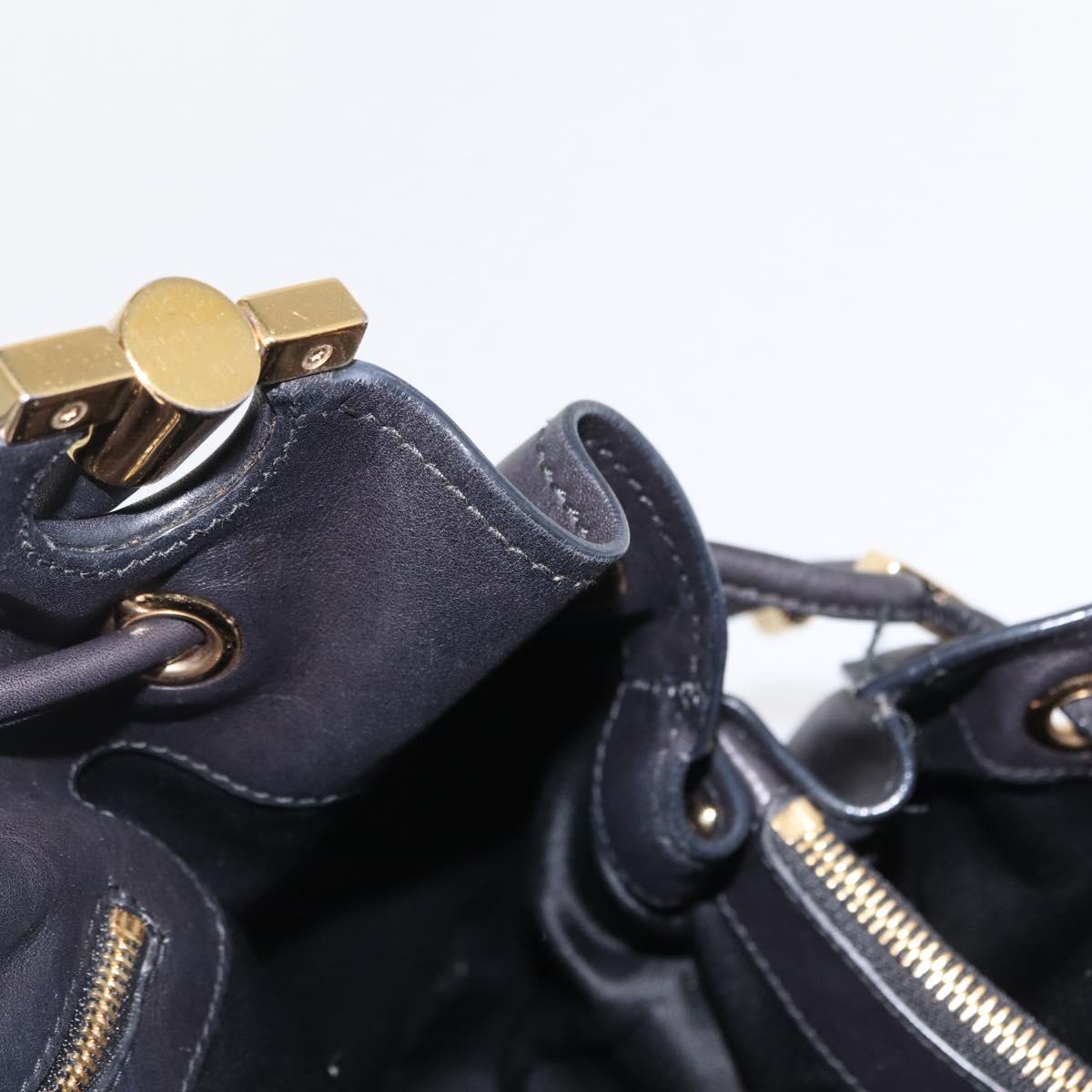 Salvatore Ferragamo Gancini Tote Bag Leather Black Gold Auth 170707