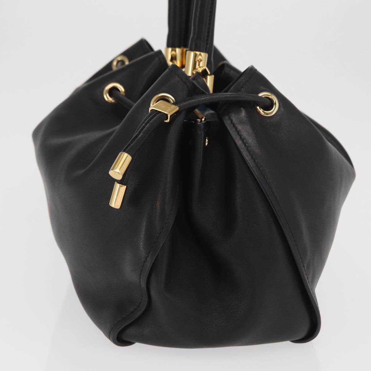 Salvatore Ferragamo Gancini Tote Bag Leather Black Gold Auth 170707