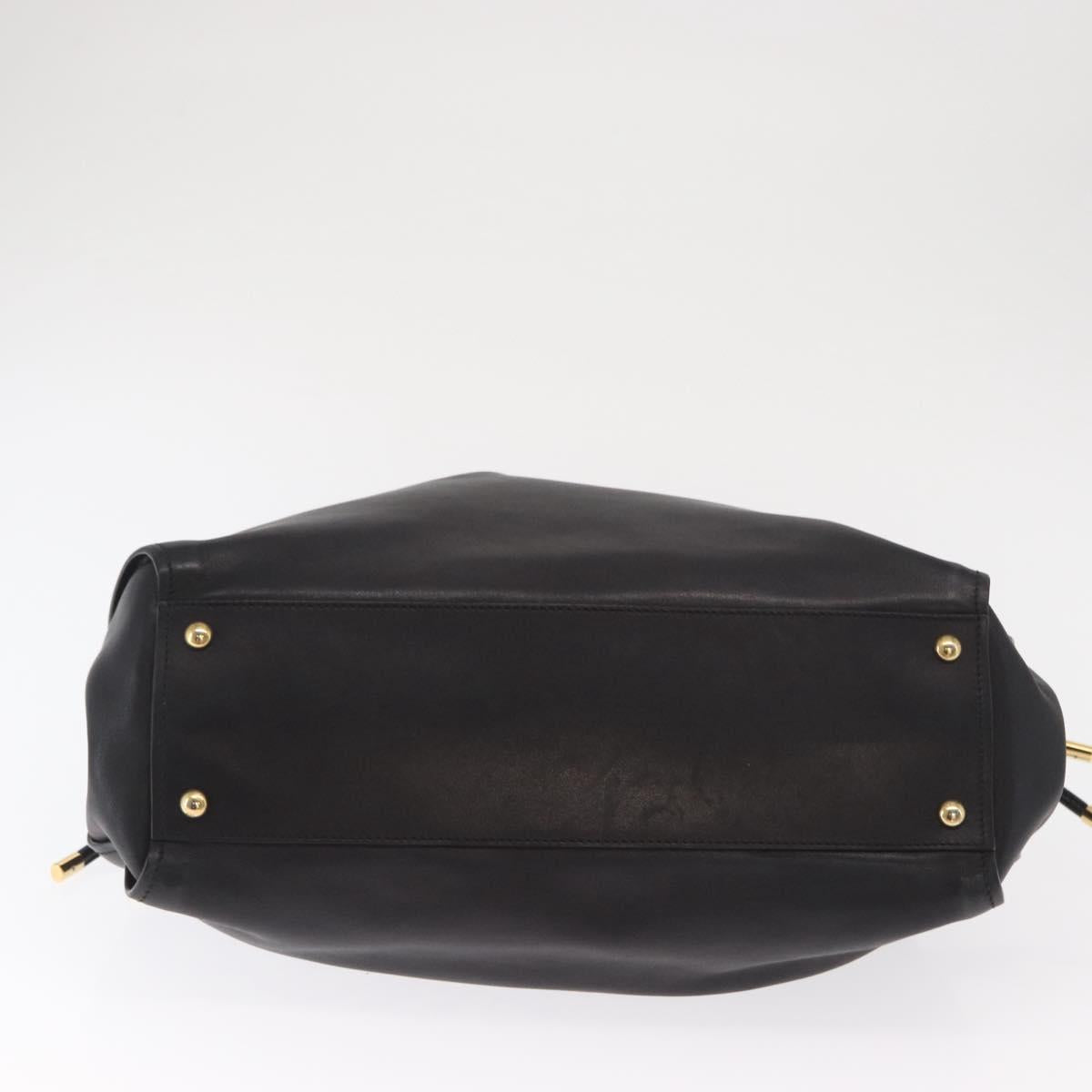 Salvatore Ferragamo Gancini Tote Bag Leather Black Gold Auth 170707