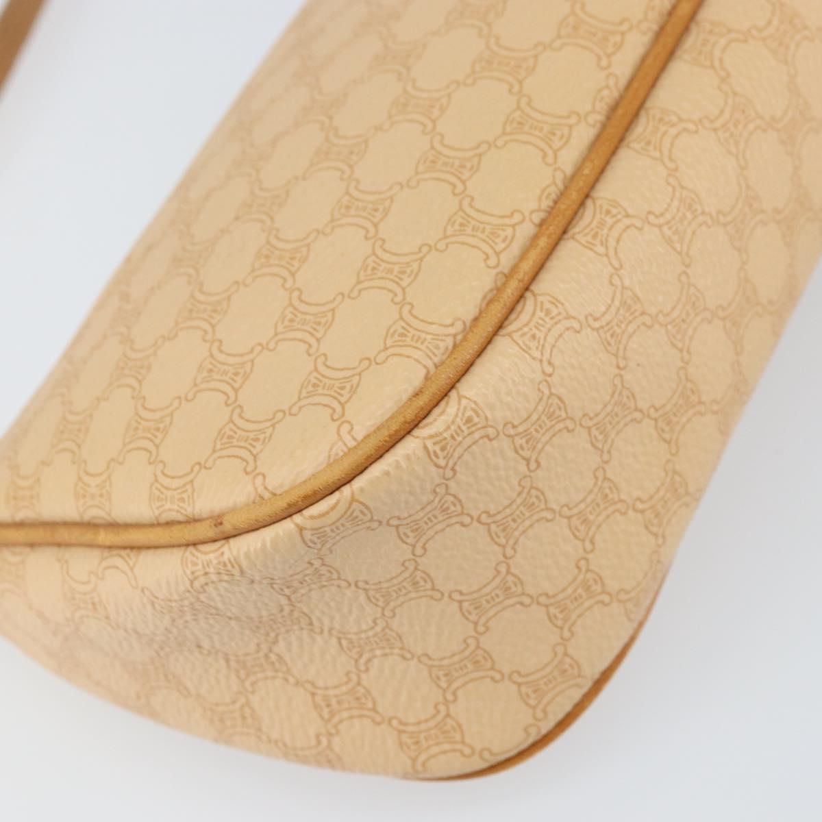 CELINE Macadam Canvas Shoulder Bag PVC Leather Beige Gold Auth 170714