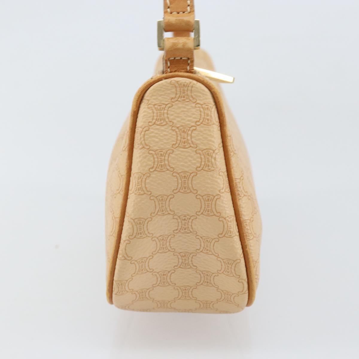 CELINE Macadam Canvas Shoulder Bag PVC Leather Beige Gold Auth 170714