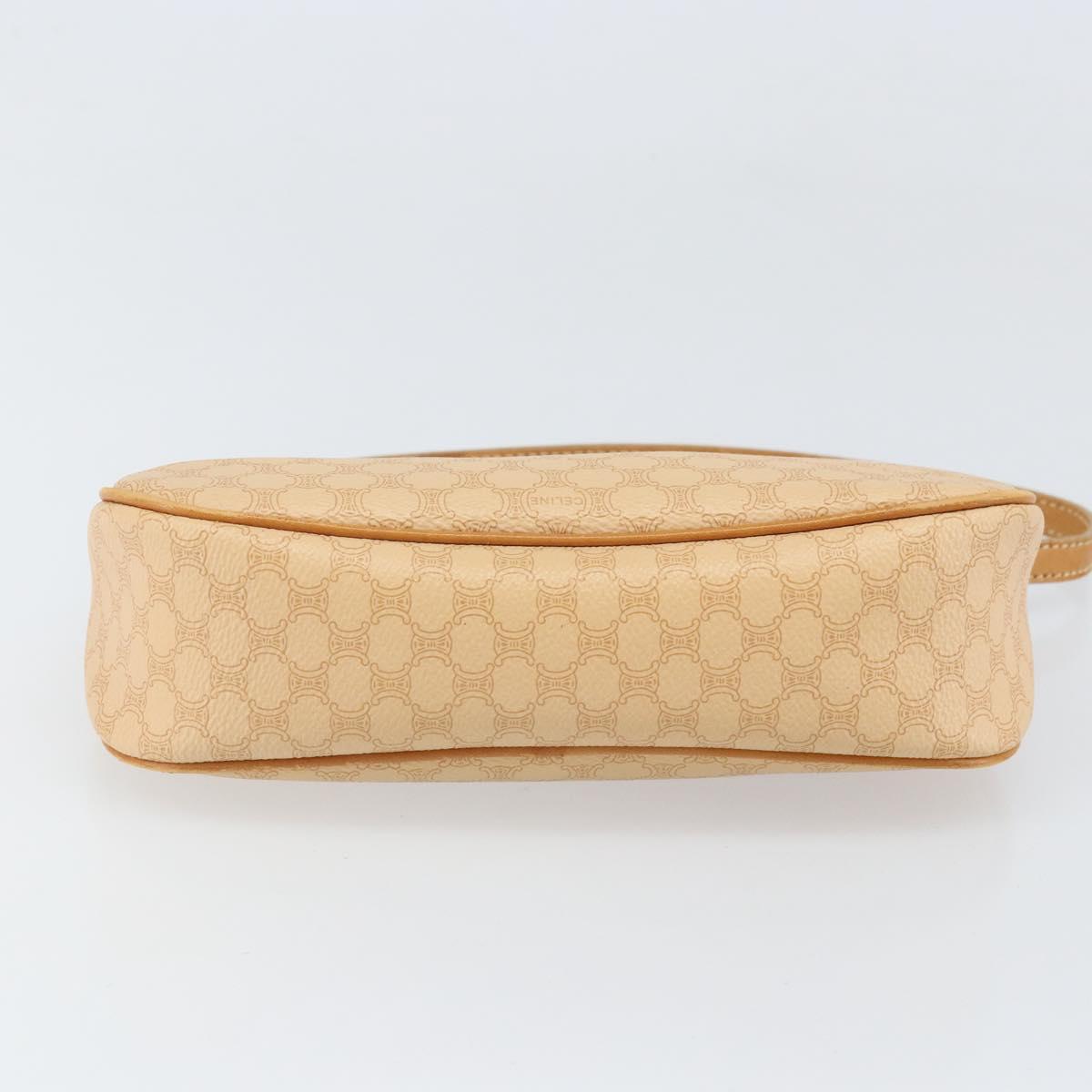 CELINE Macadam Canvas Shoulder Bag PVC Leather Beige Gold Auth 170714