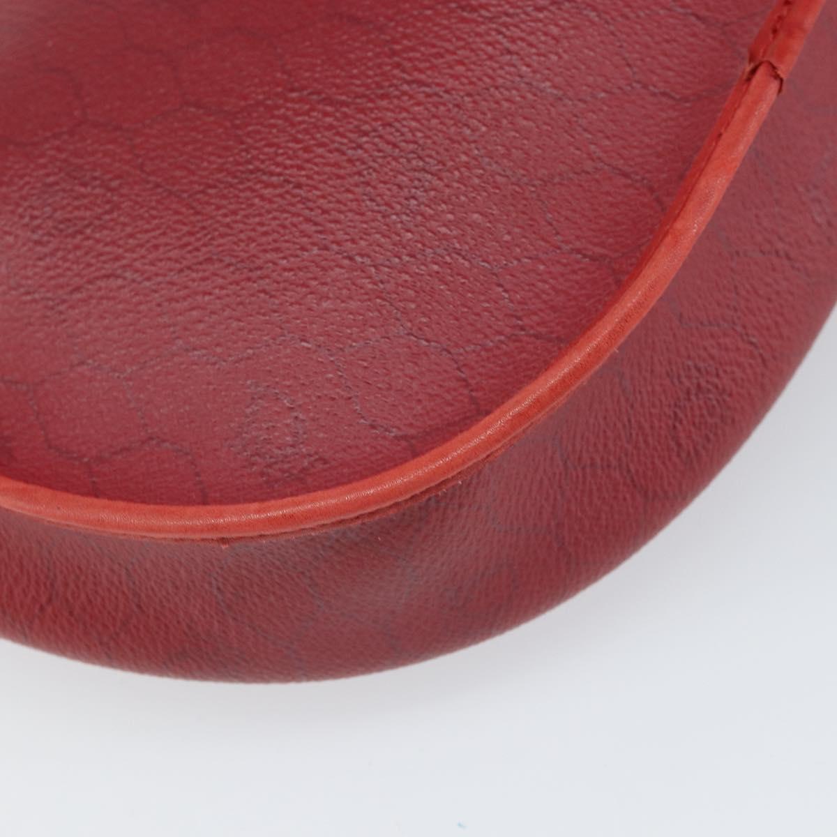 Christian Dior Honeycomb Canvas Shoulder Bag PVC Red Gold Auth 170715