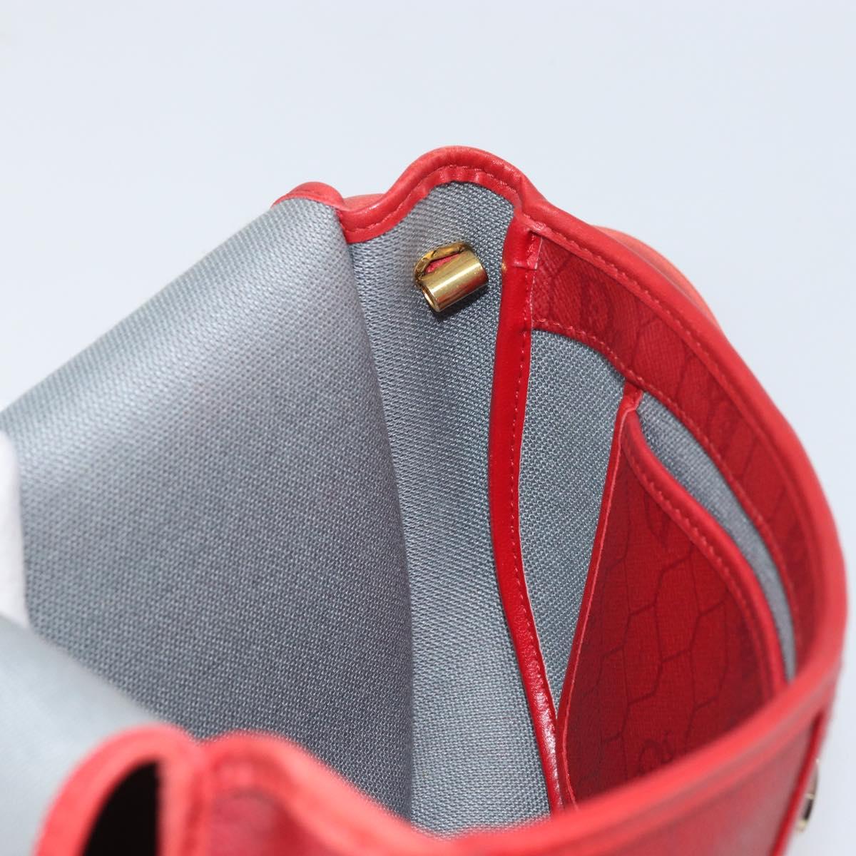 Christian Dior Honeycomb Canvas Shoulder Bag PVC Red Gold Auth 170715