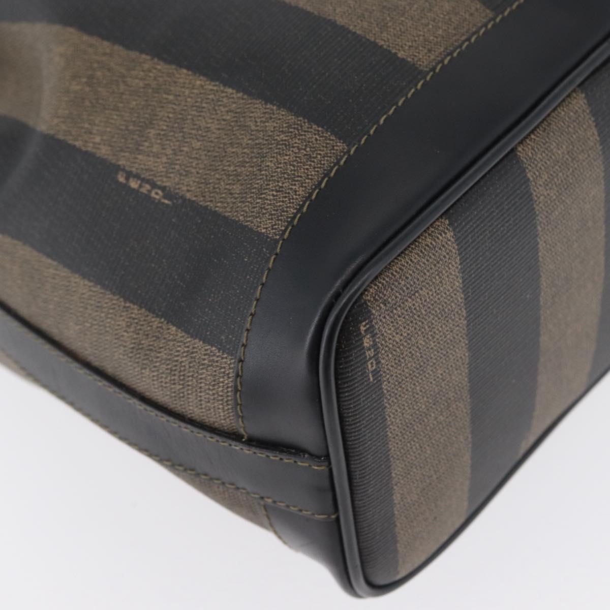 FENDI Pecan Canvas Shoulder Bag PVC Black Brown Auth 170718