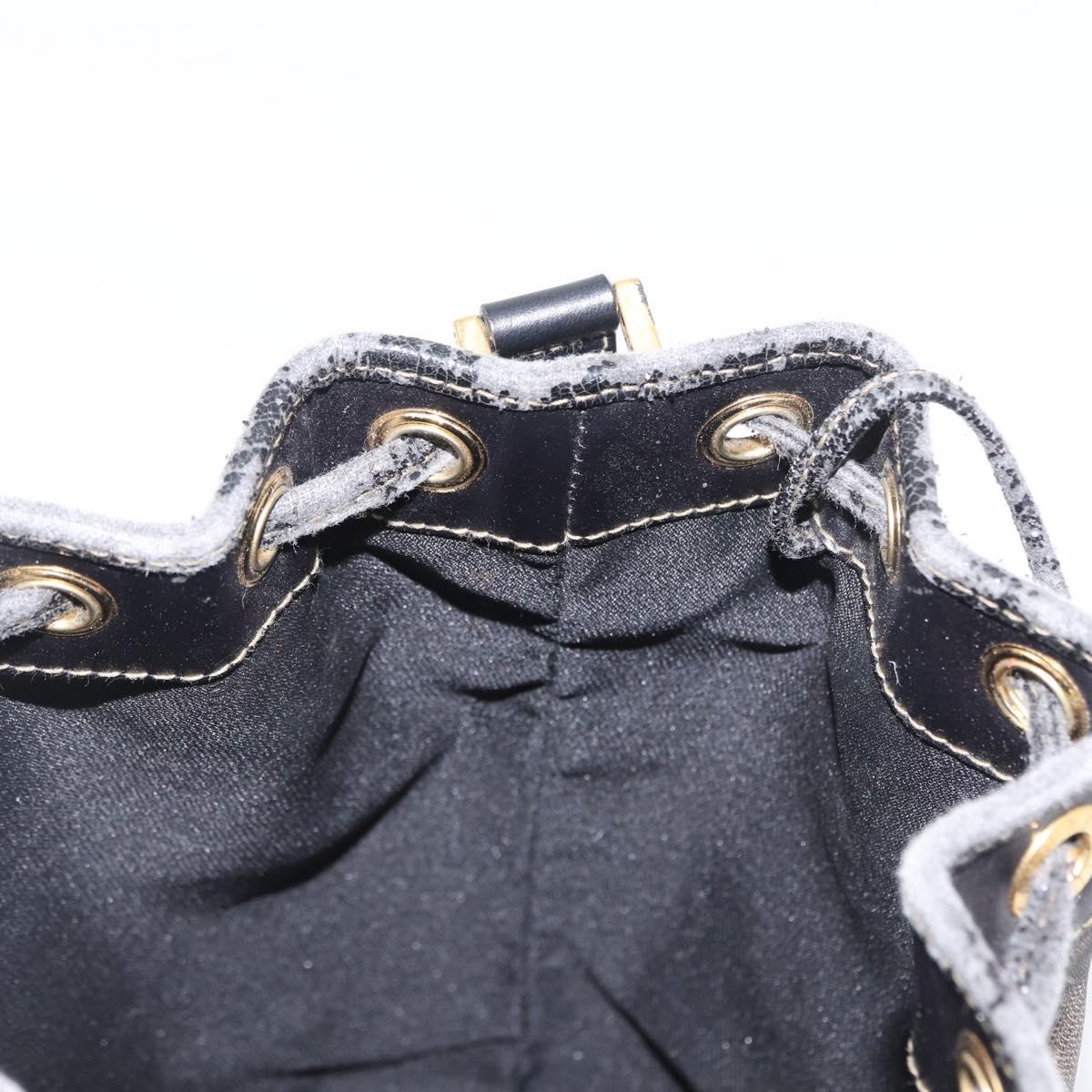 FENDI Pecan Canvas Shoulder Bag PVC Black Brown Auth 170718