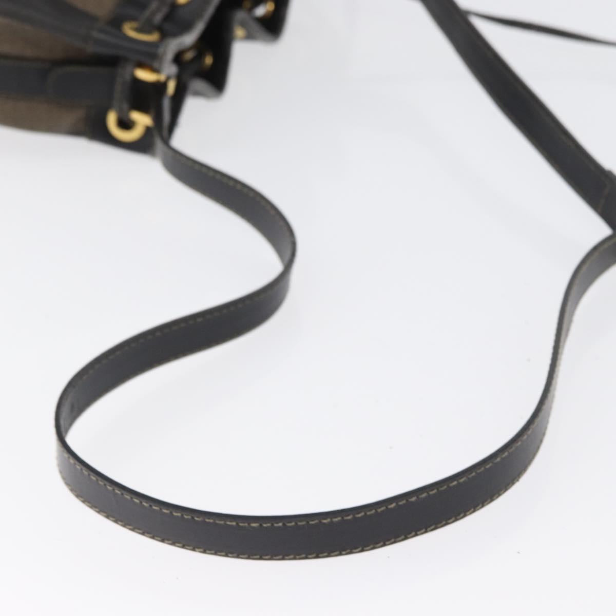 FENDI Pecan Canvas Shoulder Bag PVC Black Brown Auth 170718