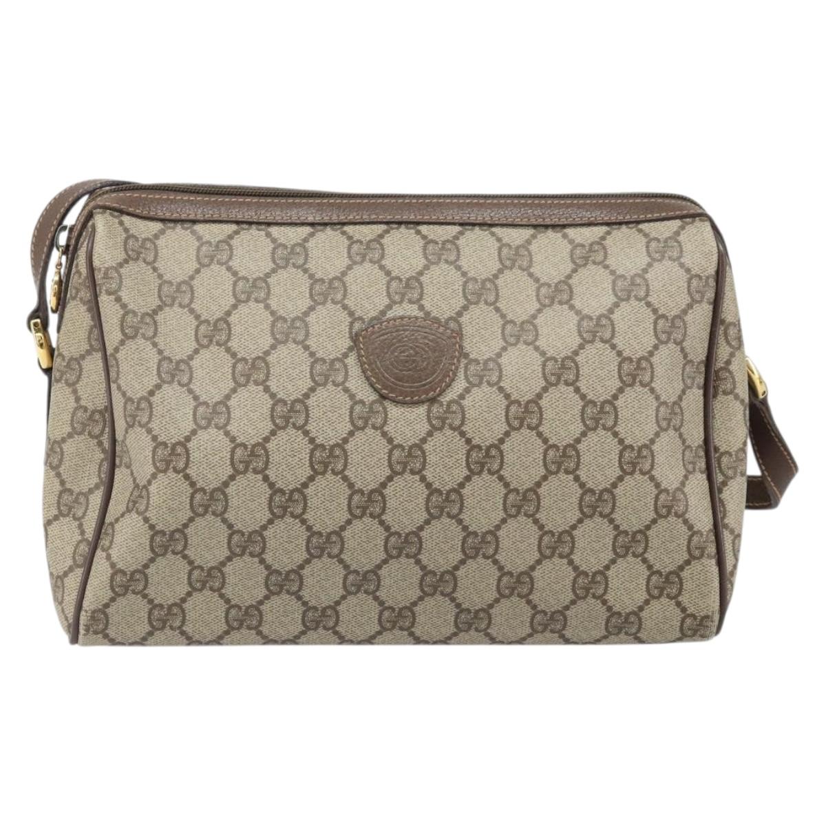 GUCCI GG Supreme Shoulder Bag PVC Beige Gold 001 115 6595 Auth 170723