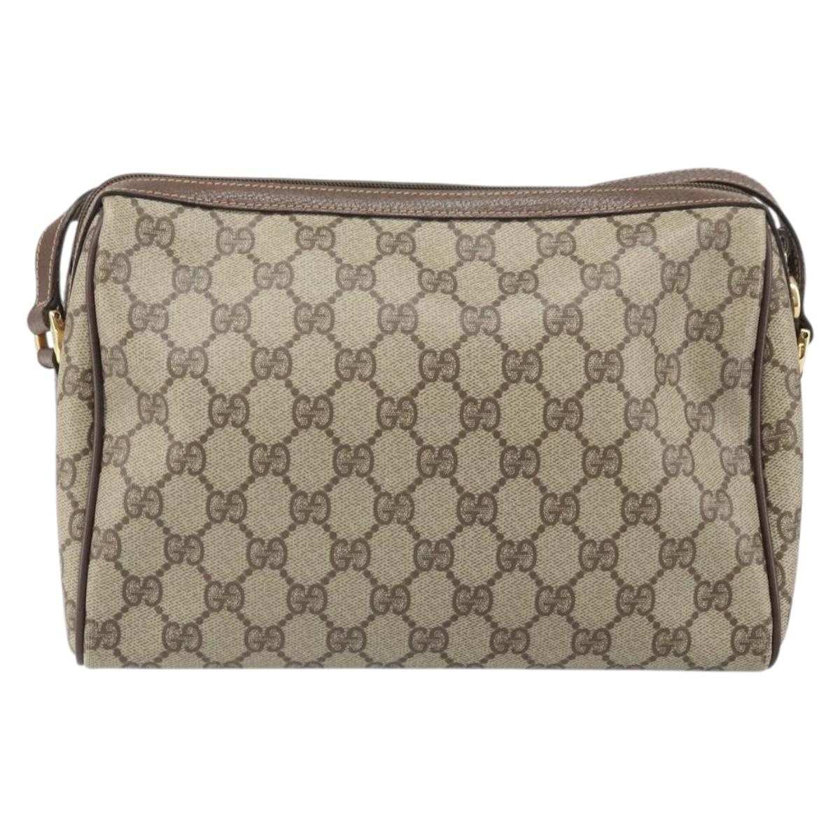 GUCCI GG Supreme Shoulder Bag PVC Beige Gold 001 115 6595 Auth 170723