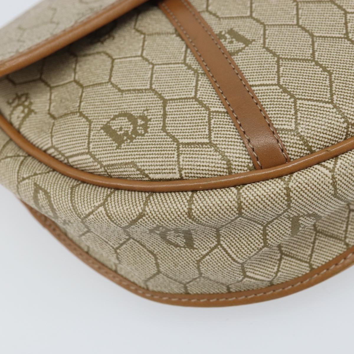 Christian Dior Honeycomb Canvas Shoulder Bag PVC Beige Gold Auth 170728