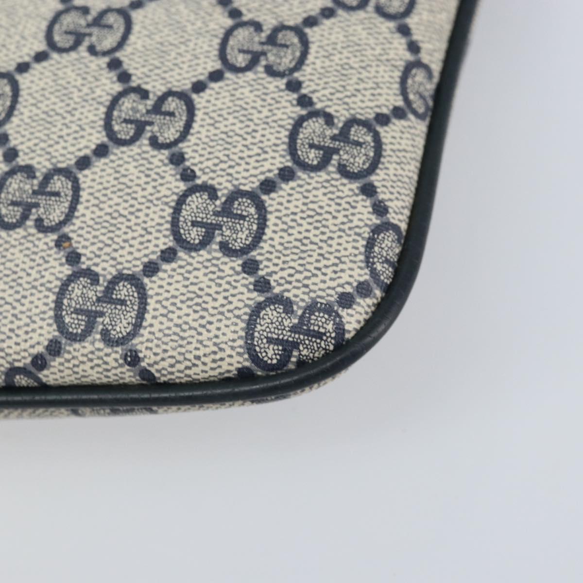 GUCCI GG Supreme Sherry Line Shoulder Bag PVC Navy Gold 904 02 047 Auth 170730