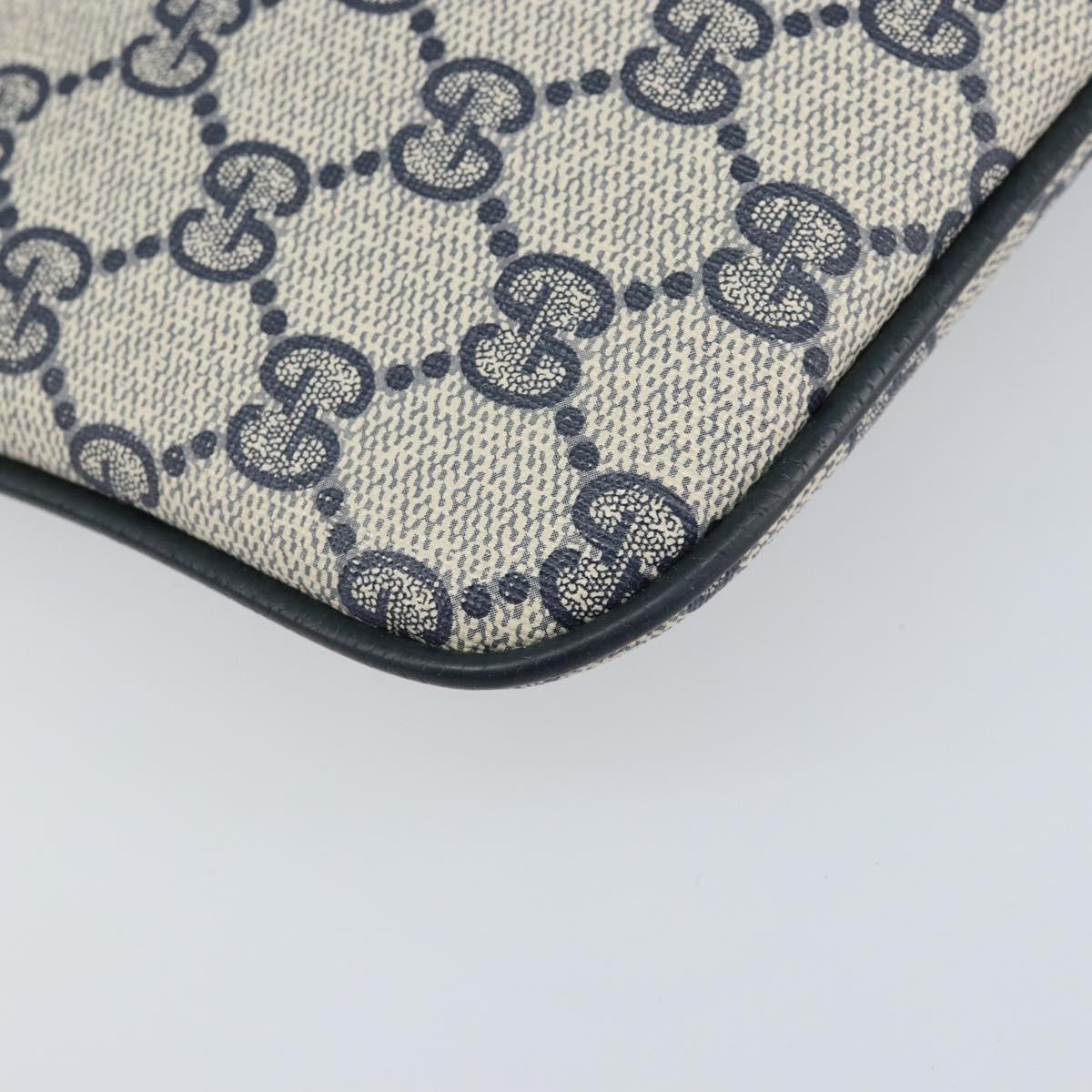 GUCCI GG Supreme Sherry Line Shoulder Bag PVC Navy Gold 904 02 047 Auth 170730