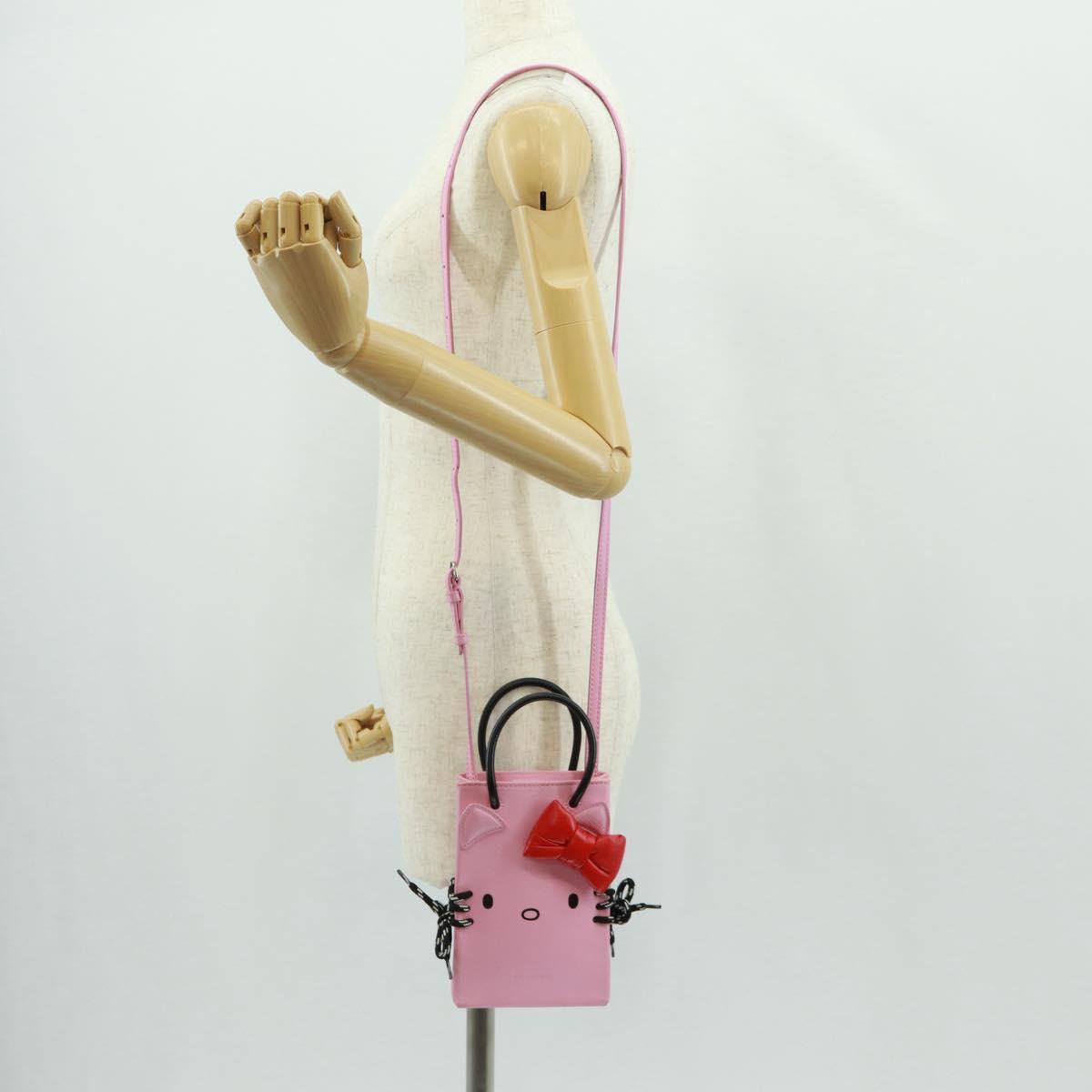 BALENCIAGA 2020S SS Hello Kitty Hand Bag Calf Skin 2way Pink 619043 Auth 170731SM