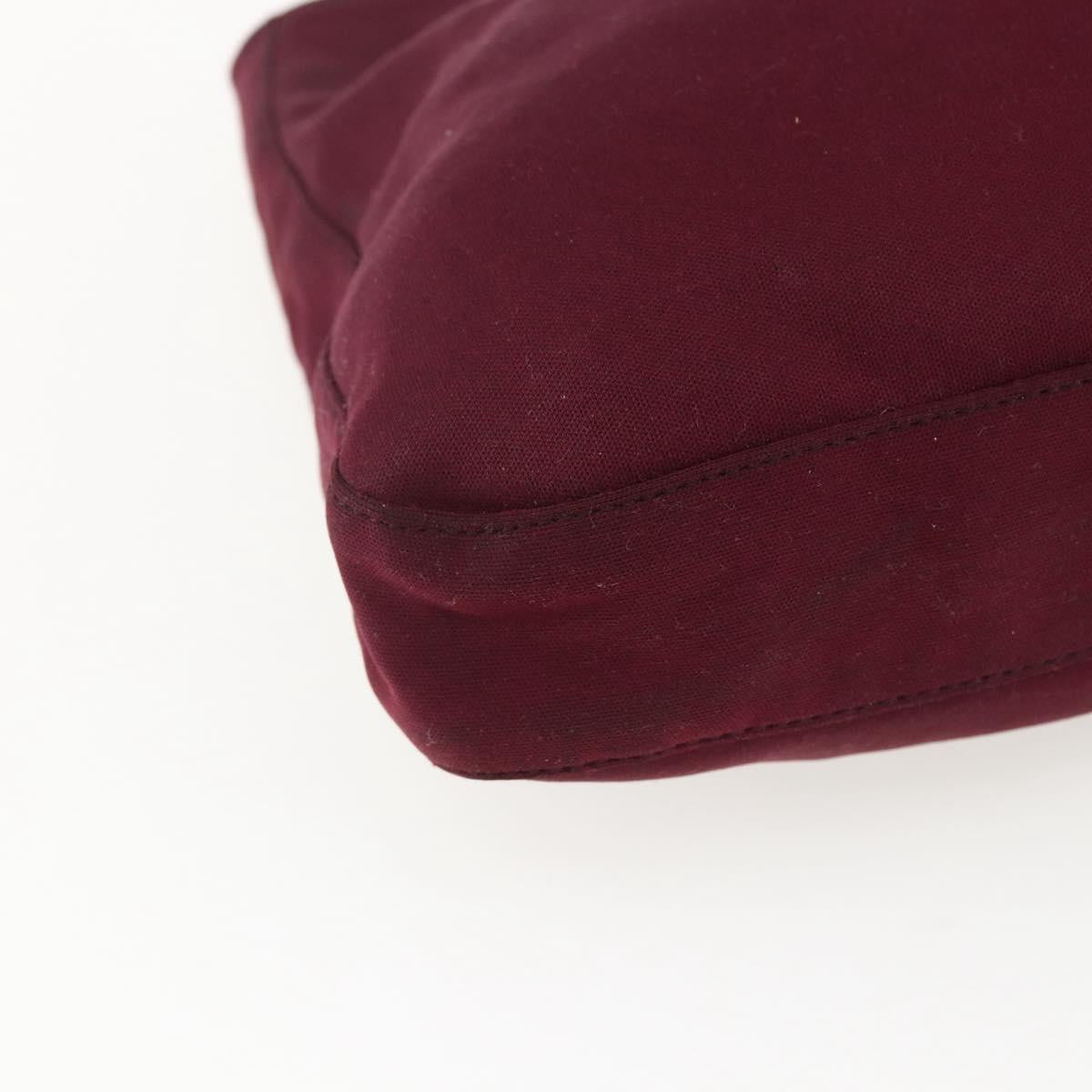 FENDI Mamma Baguette Tote Bag Nylon Bordeaux Silver Auth 170739