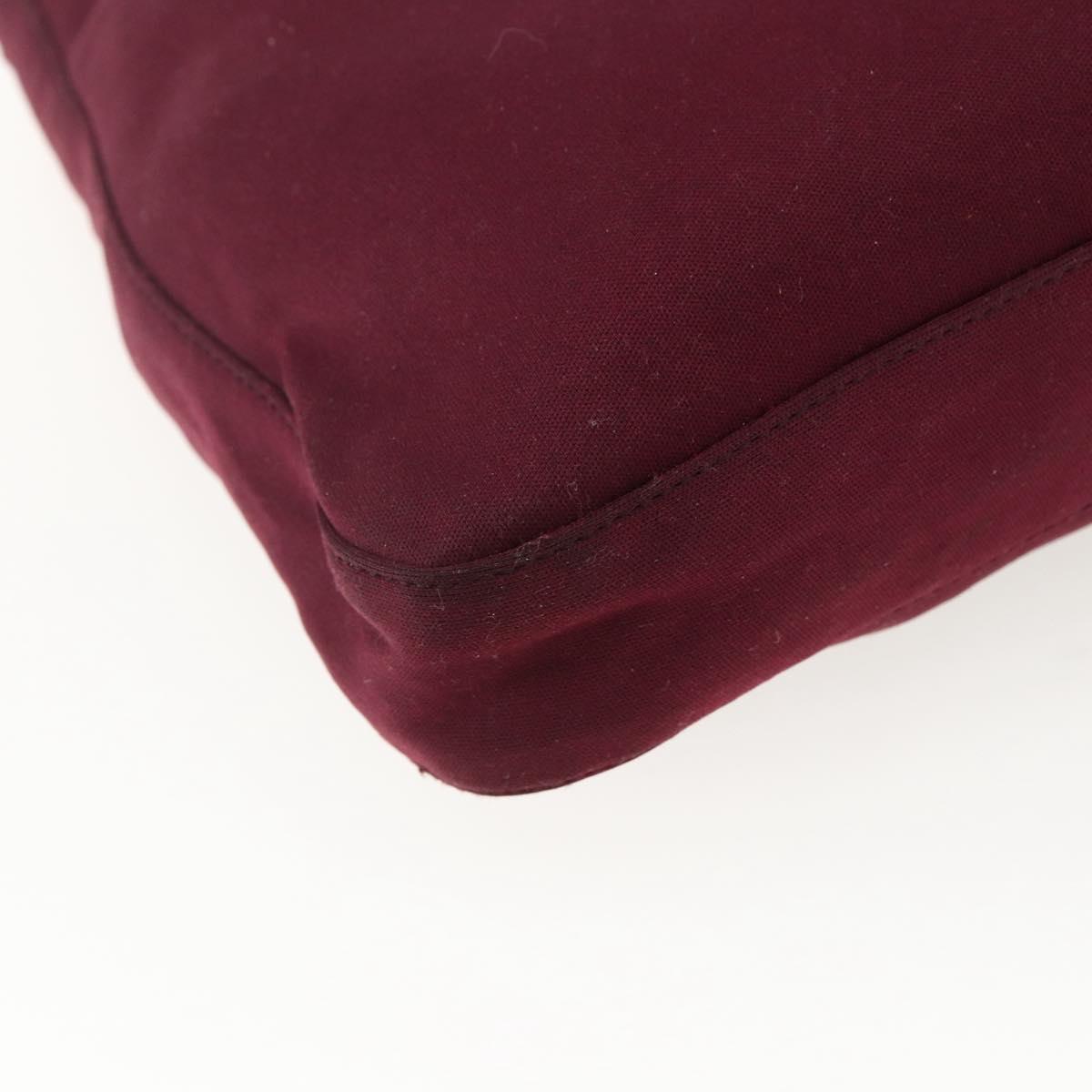 FENDI Mamma Baguette Tote Bag Nylon Bordeaux Silver Auth 170739