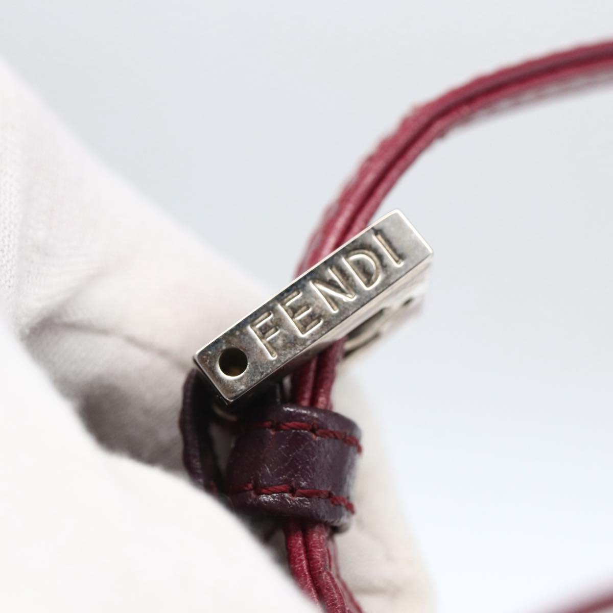 FENDI Mamma Baguette Tote Bag Nylon Bordeaux Silver Auth 170739