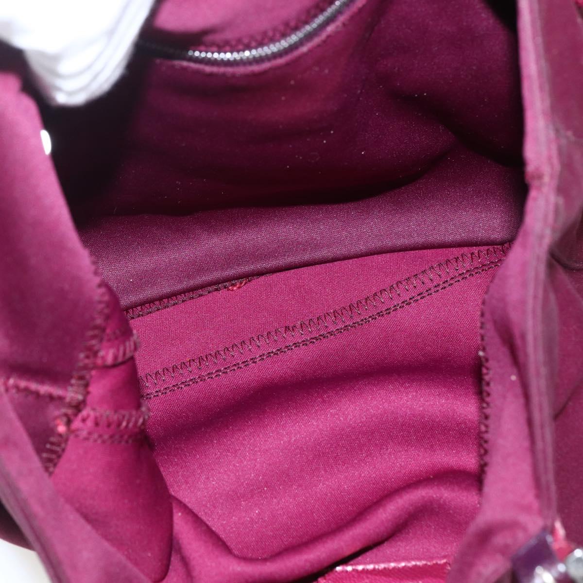 FENDI Mamma Baguette Tote Bag Nylon Bordeaux Silver Auth 170739