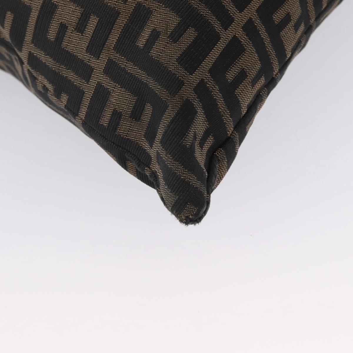 FENDI Zucca Canvas Shoulder Bag Black Brown Auth 170743