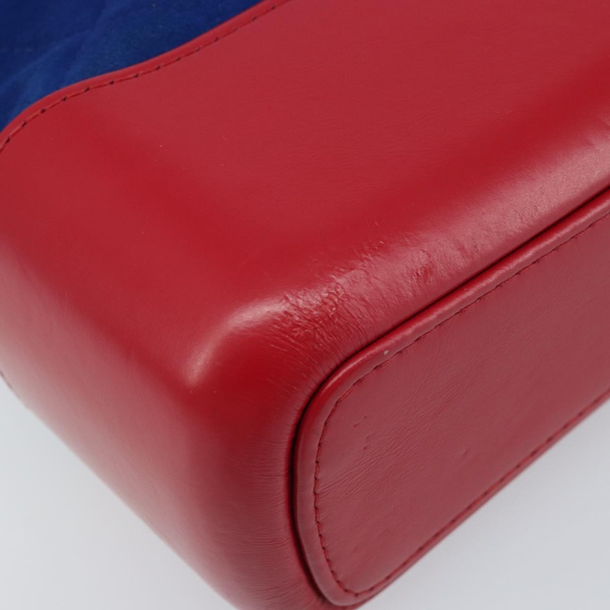 CHANEL Matelasse Gabriel De Chanel Chain Bag Suede Blue Red CC Auth 170752A