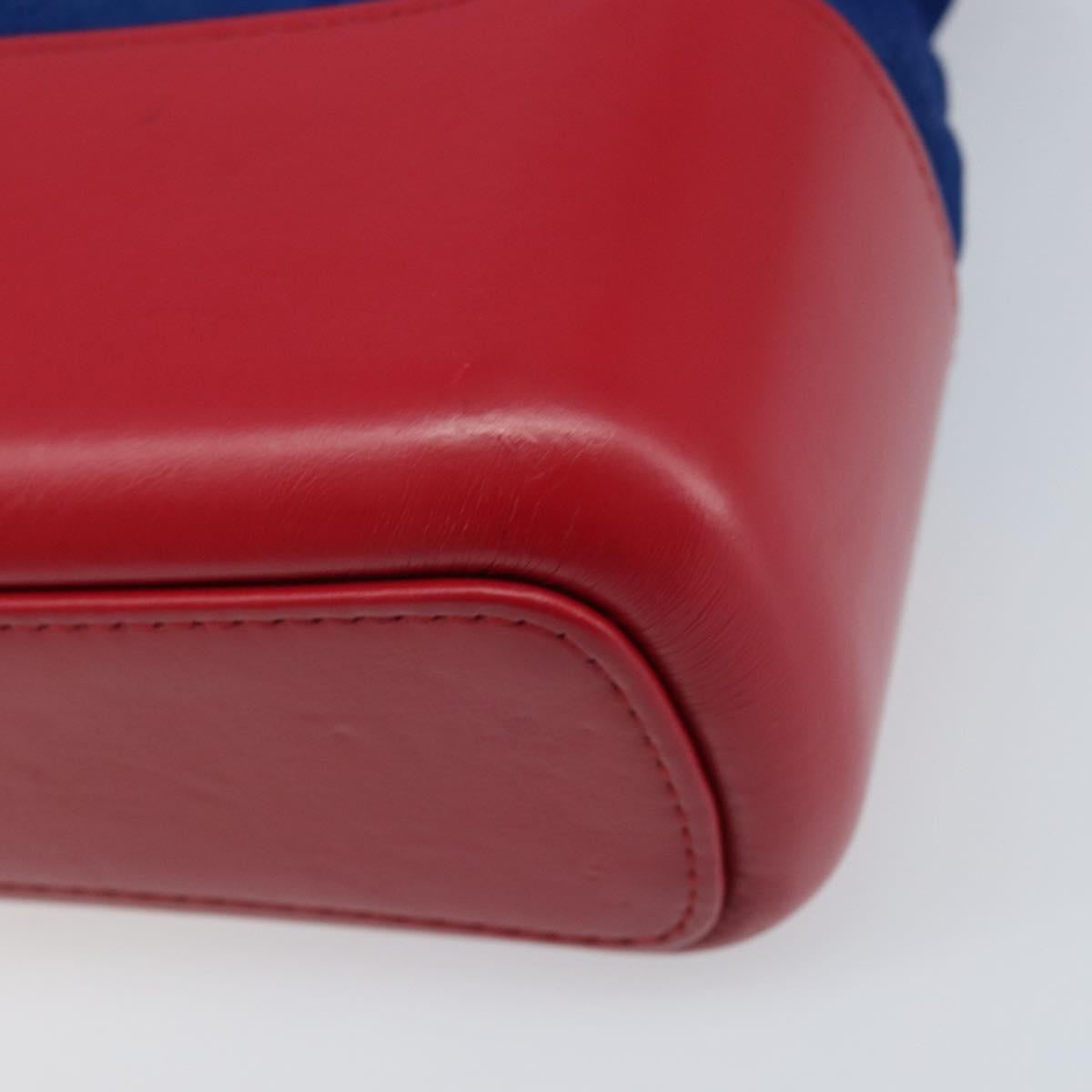 CHANEL Matelasse Gabriel De Chanel Chain Bag Suede Blue Red CC Auth 170752A