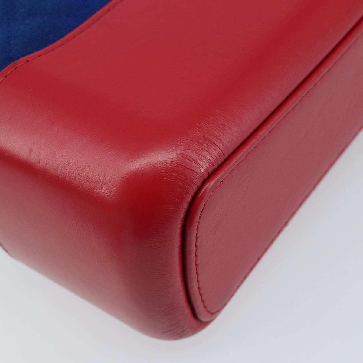 CHANEL Matelasse Gabriel De Chanel Chain Bag Suede Blue Red CC Auth 170752A