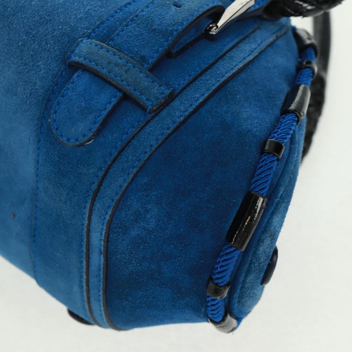 LOEWE Sender Hand Bag Suede Blue Silver Auth 170755