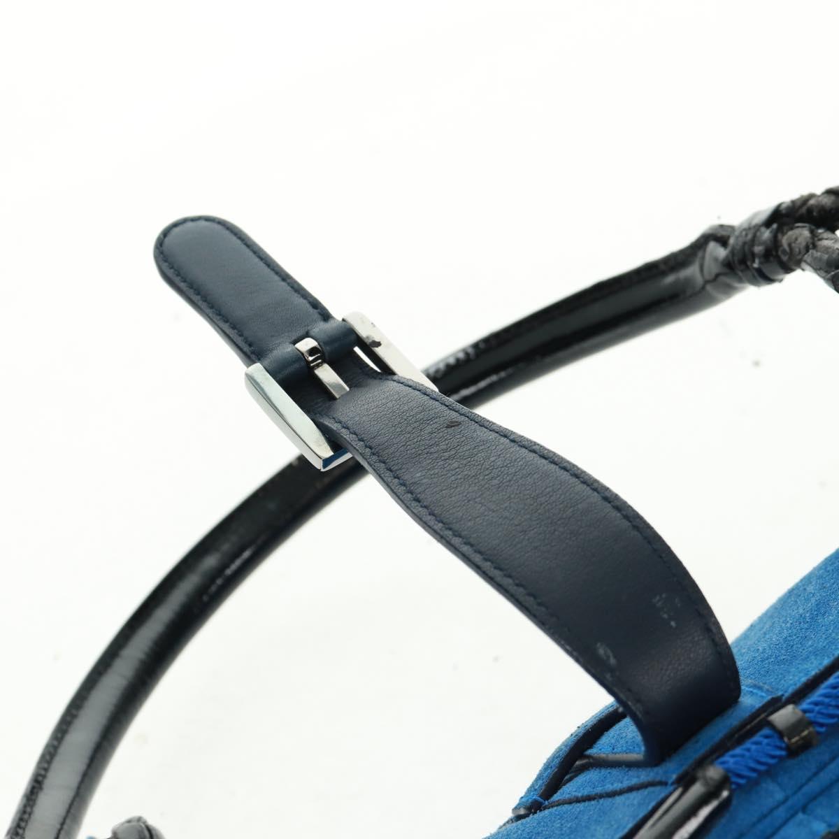 LOEWE Sender Hand Bag Suede Blue Silver Auth 170755