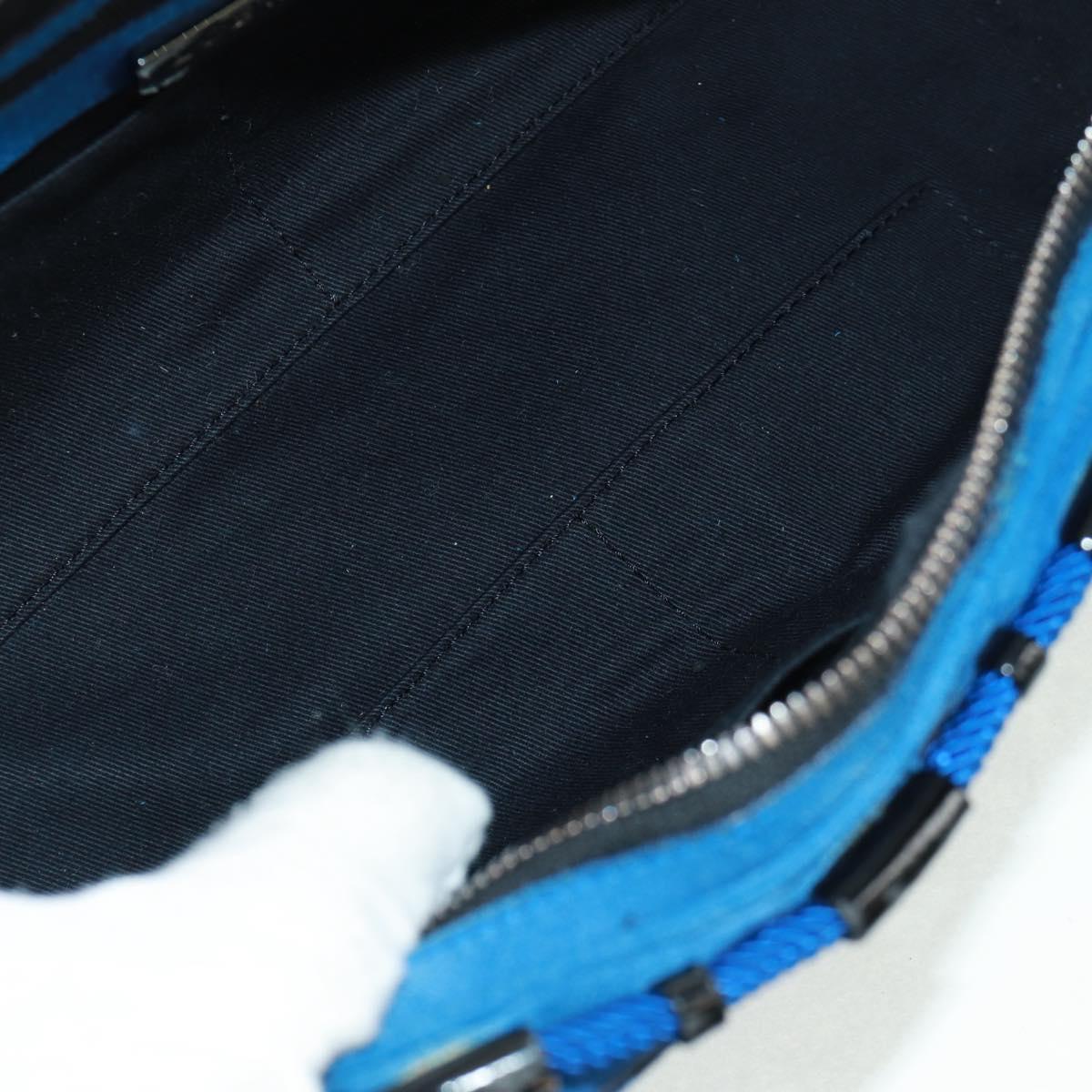 LOEWE Sender Hand Bag Suede Blue Silver Auth 170755