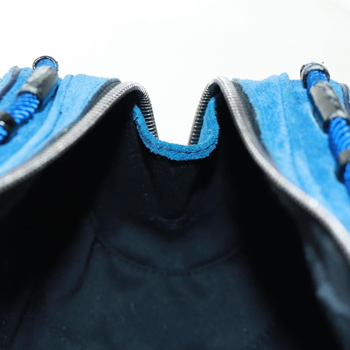 LOEWE Sender Hand Bag Suede Blue Silver Auth 170755