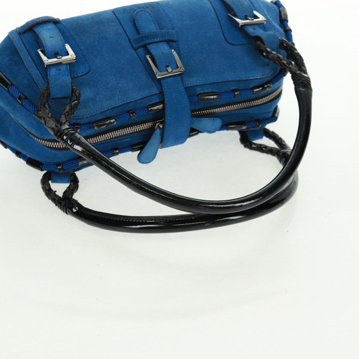 LOEWE Sender Hand Bag Suede Blue Silver Auth 170755