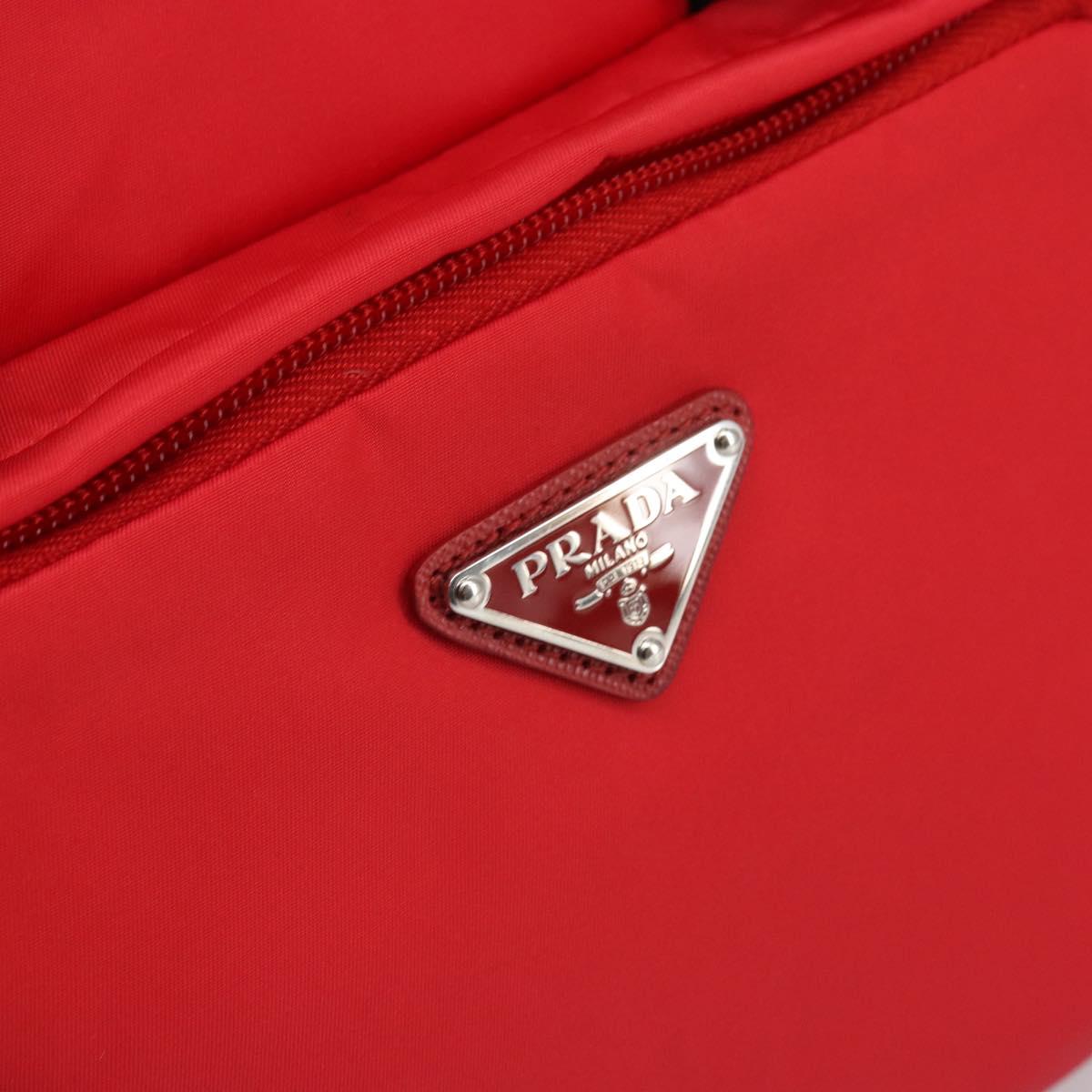 PRADA Pet Bag Pet Carry Nylon 2way Red Silver Auth 170756SAM