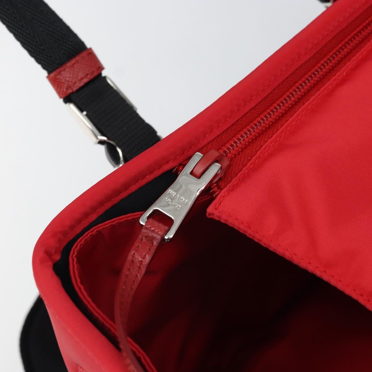 PRADA Pet Bag Pet Carry Nylon 2way Red Silver Auth 170756SAM
