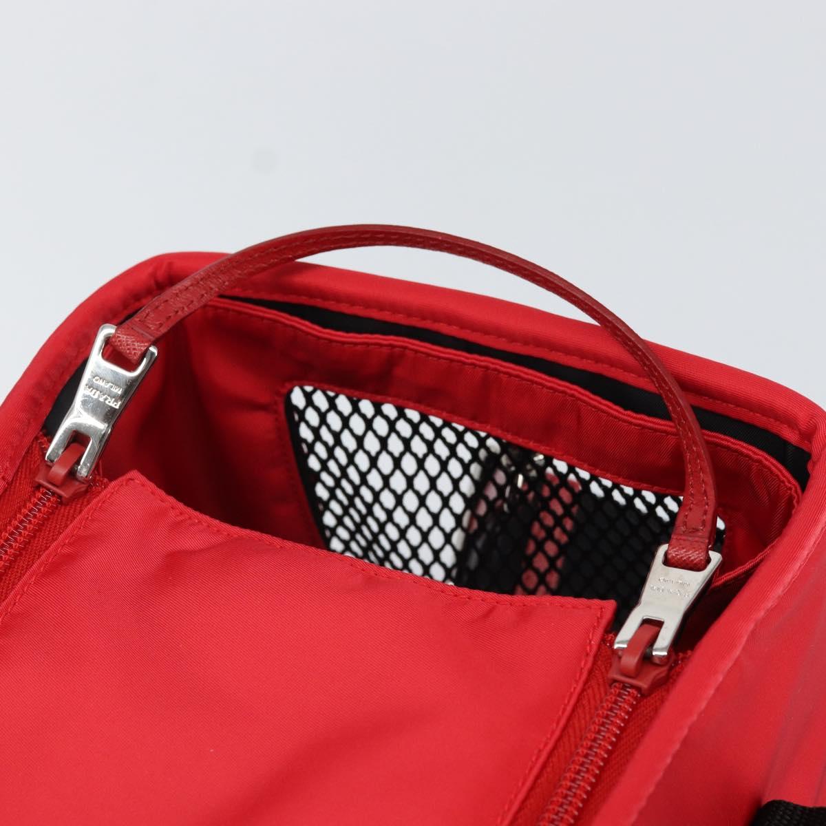 PRADA Pet Bag Pet Carry Nylon 2way Red Silver Auth 170756SAM