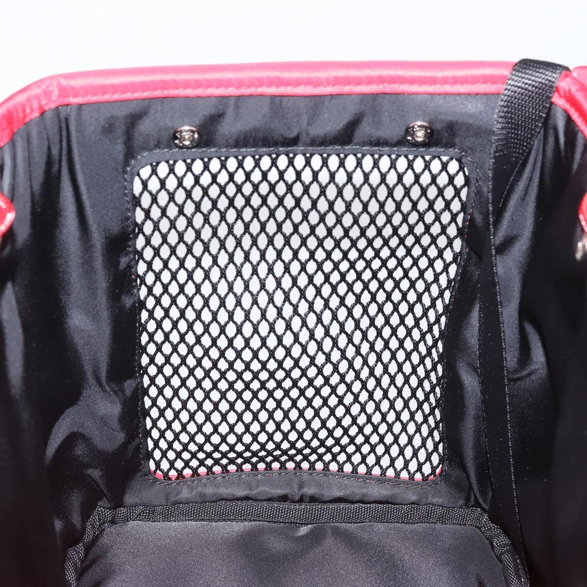 PRADA Pet Bag Pet Carry Nylon 2way Red Silver Auth 170756SAM