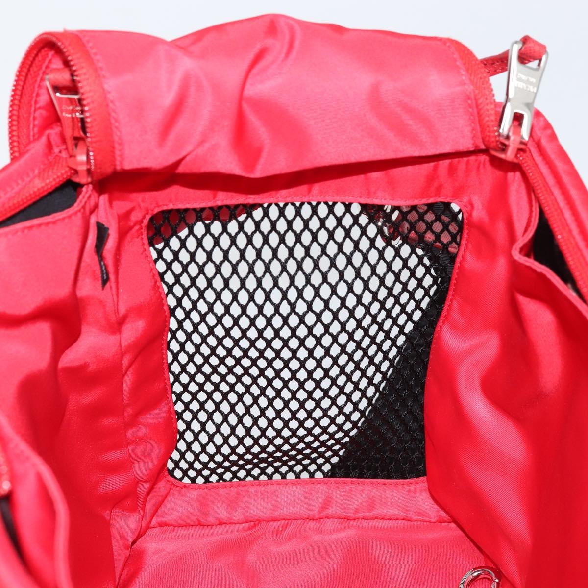 PRADA Pet Bag Pet Carry Nylon 2way Red Silver Auth 170756SAM