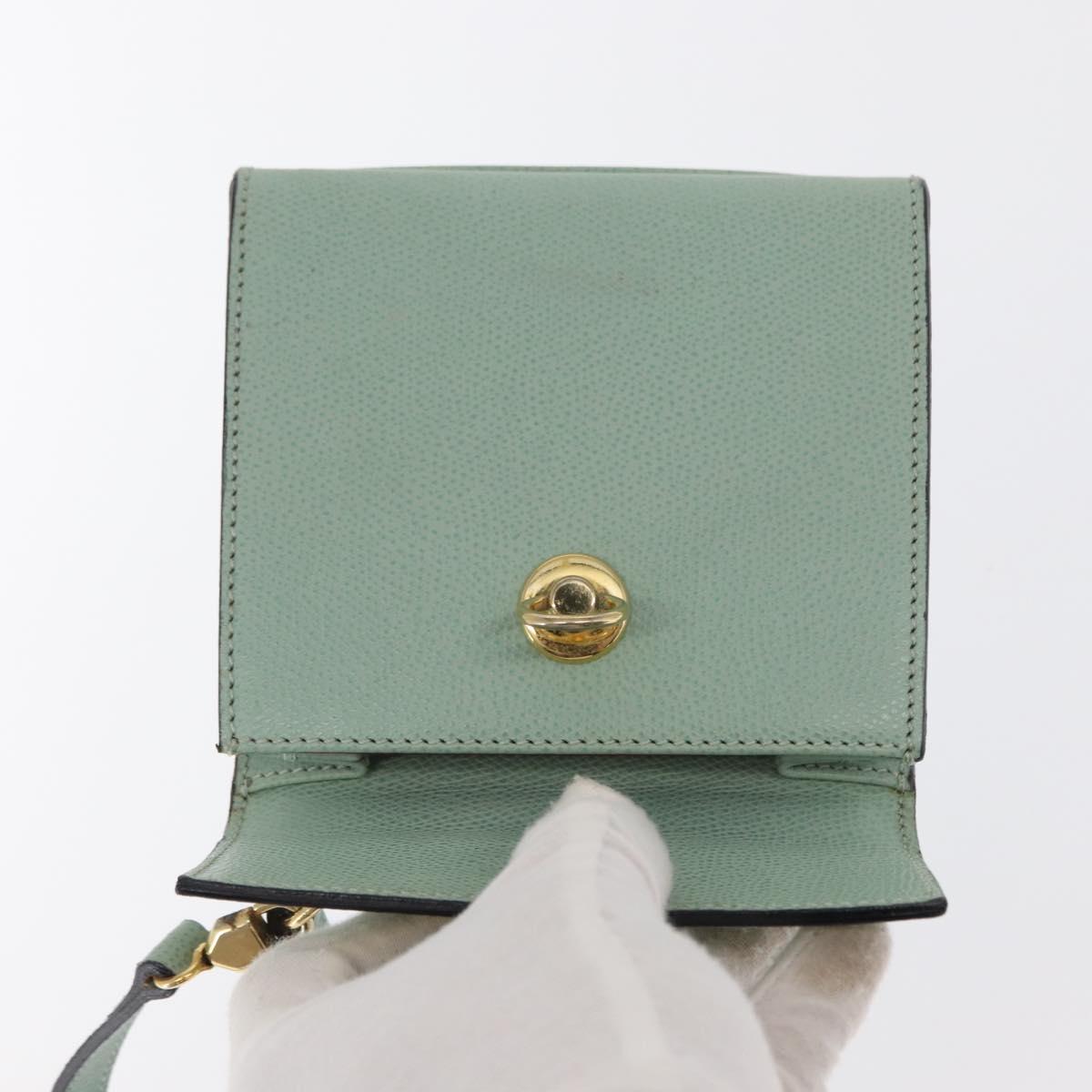 CELINE Hand Bag Leather 2way Green Gold Auth 170757A