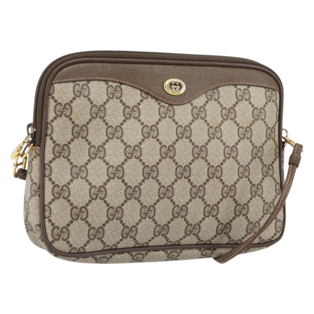 GUCCI GG Supreme Shoulder Bag PVC Beige Gold 97 02 068 Auth 170761