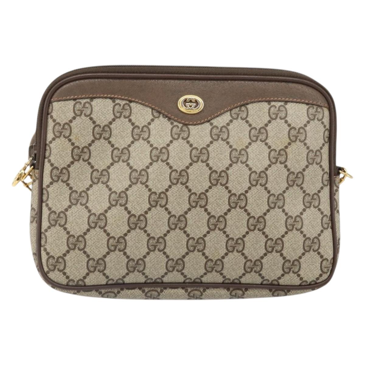 GUCCI GG Supreme Shoulder Bag PVC Beige Gold 97 02 068 Auth 170761