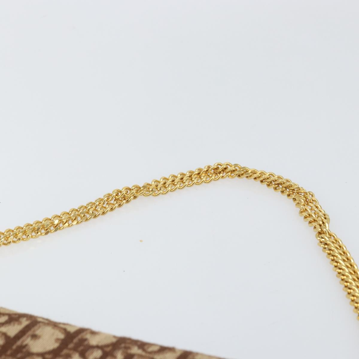 Christian Dior Trotter Canvas Chain Shoulder Bag Brown Gold Auth 170764