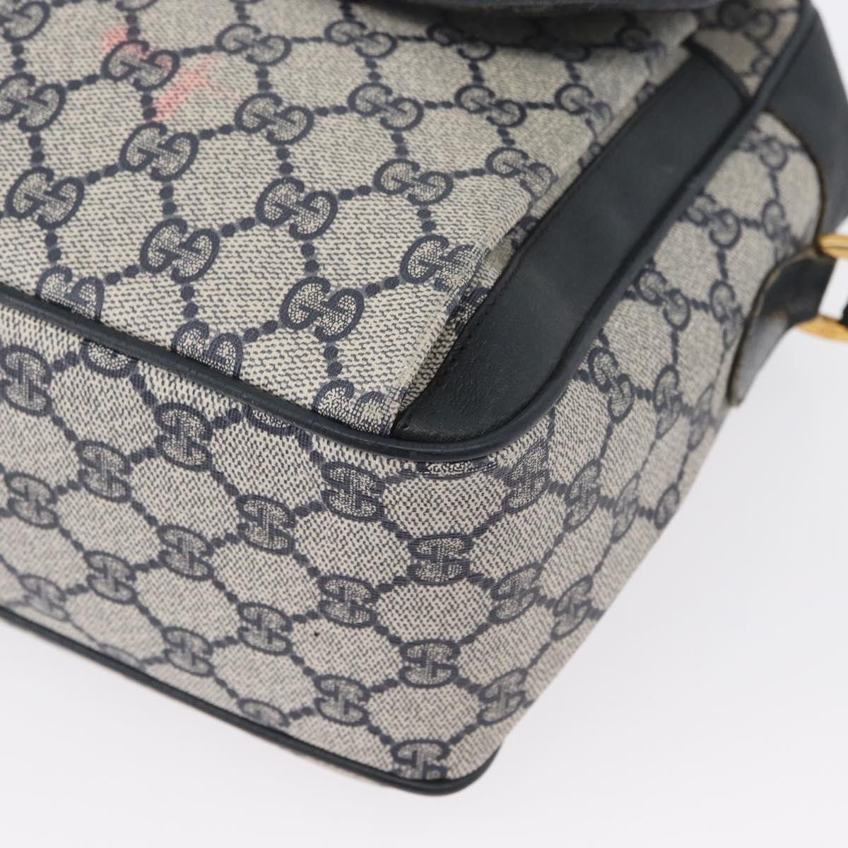 GUCCI GG Supreme Sherry Line Shoulder Bag PVC Navy Gold 904 02 084 Auth 170766
