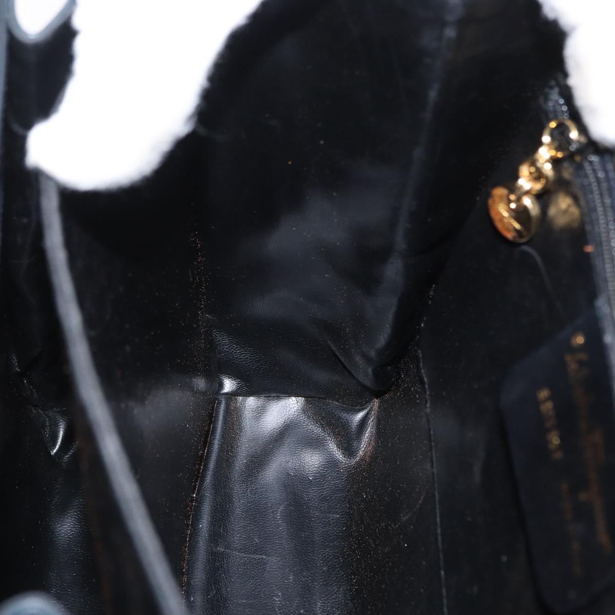 Salvatore Ferragamo Gancini Hand Bag Leather 2way Navy Gold Auth 170776