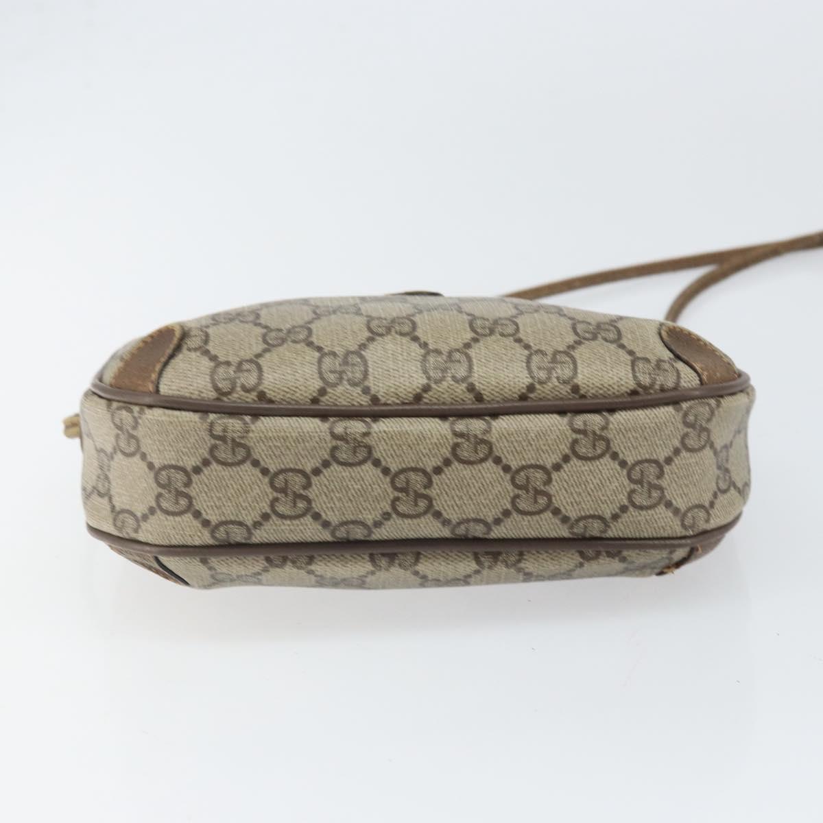 GUCCI GG Supreme Web Sherry Line Bag PVC Beige Gold 89 02 066 Auth 170778