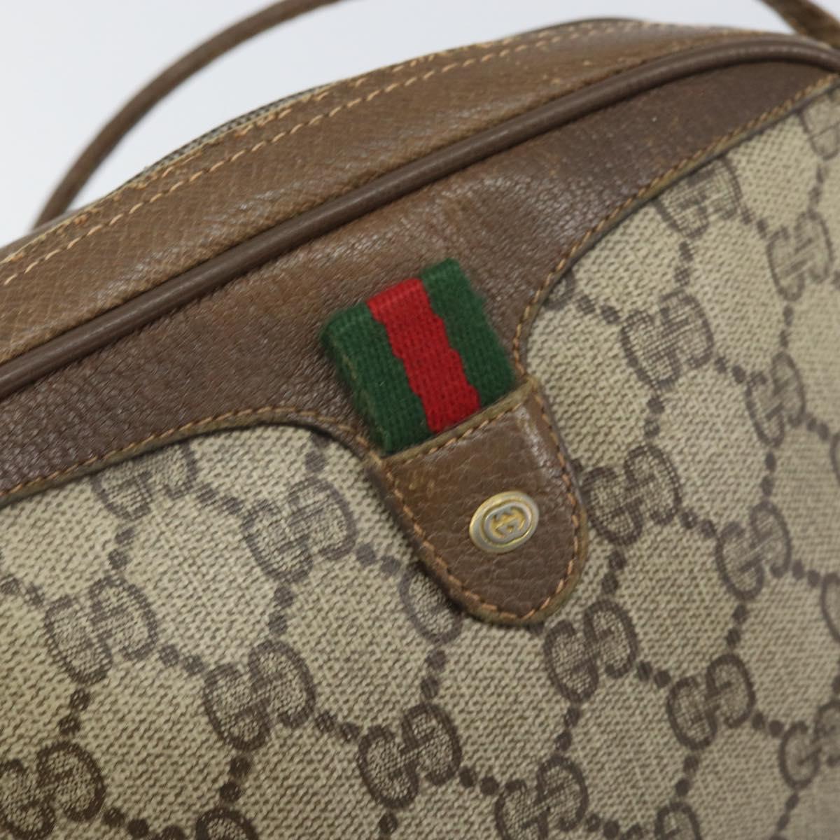 GUCCI GG Supreme Web Sherry Line Bag PVC Beige Gold 89 02 066 Auth 170778
