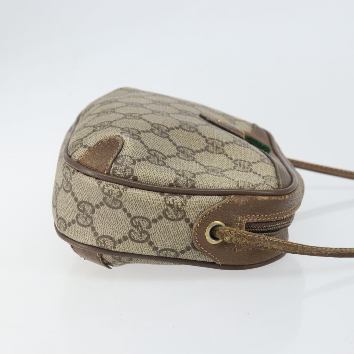 GUCCI GG Supreme Web Sherry Line Bag PVC Beige Gold 89 02 066 Auth 170778
