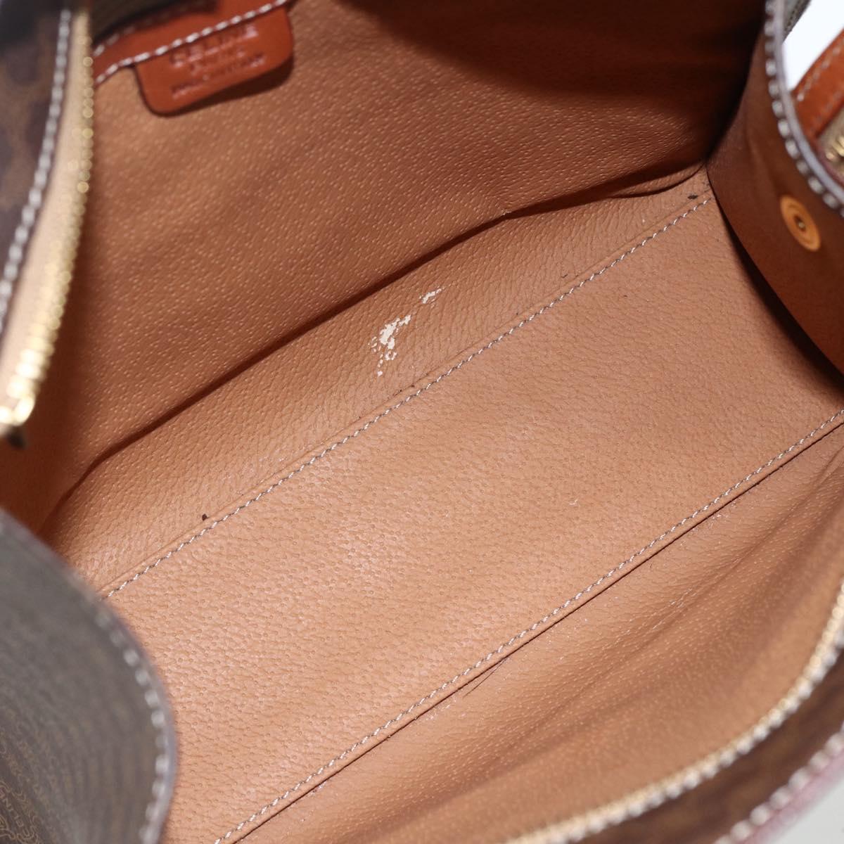 CELINE Macadam Canvas Hand Bag PVC Leather Brown Gold Auth 170786