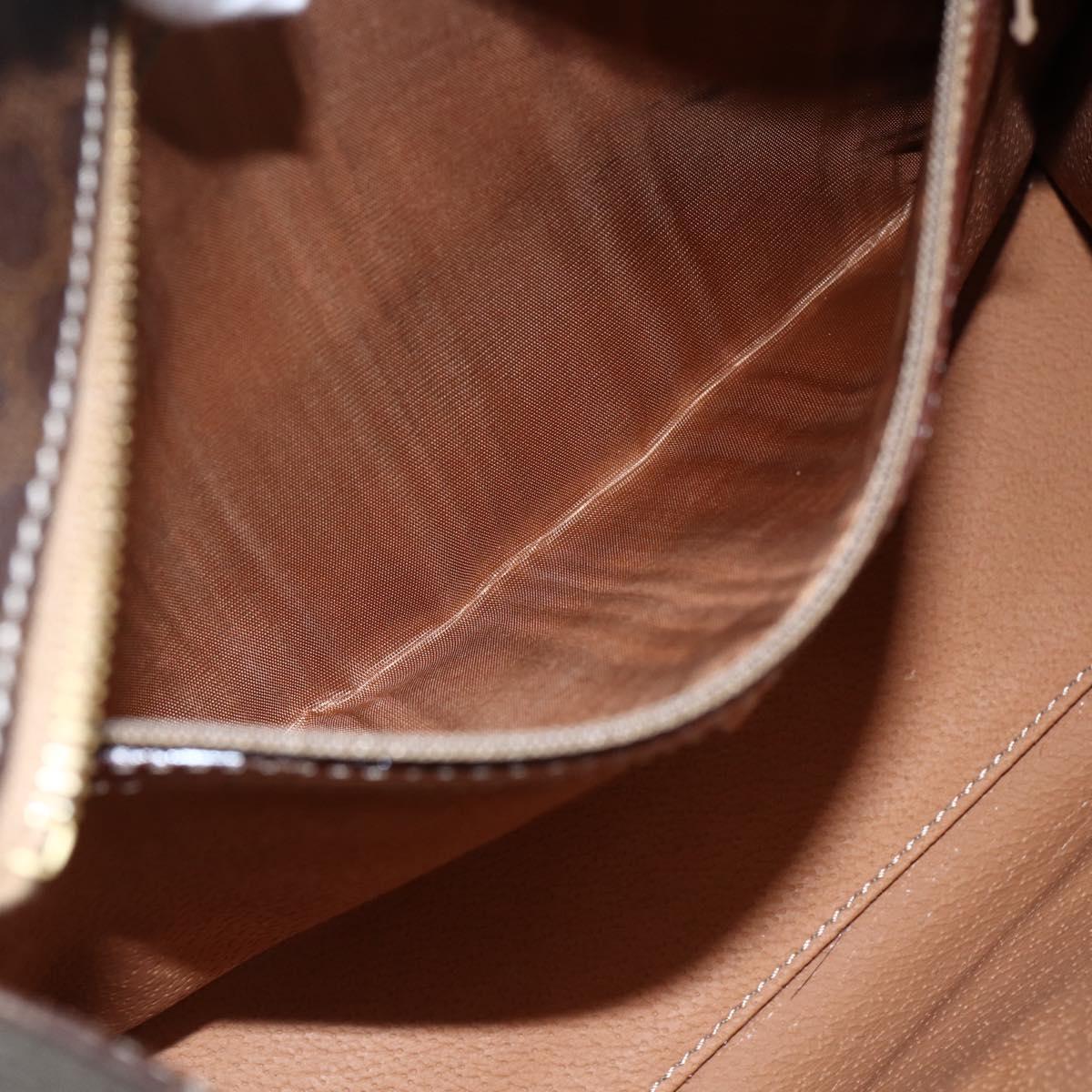 CELINE Macadam Canvas Hand Bag PVC Leather Brown Gold Auth 170786