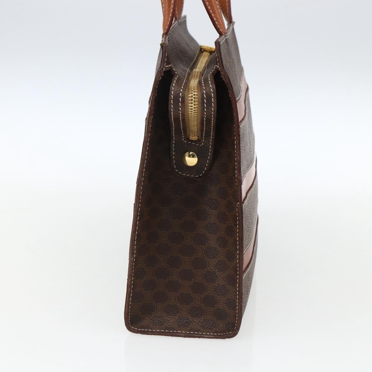 CELINE Macadam Canvas Hand Bag PVC Leather Brown Gold Auth 170786