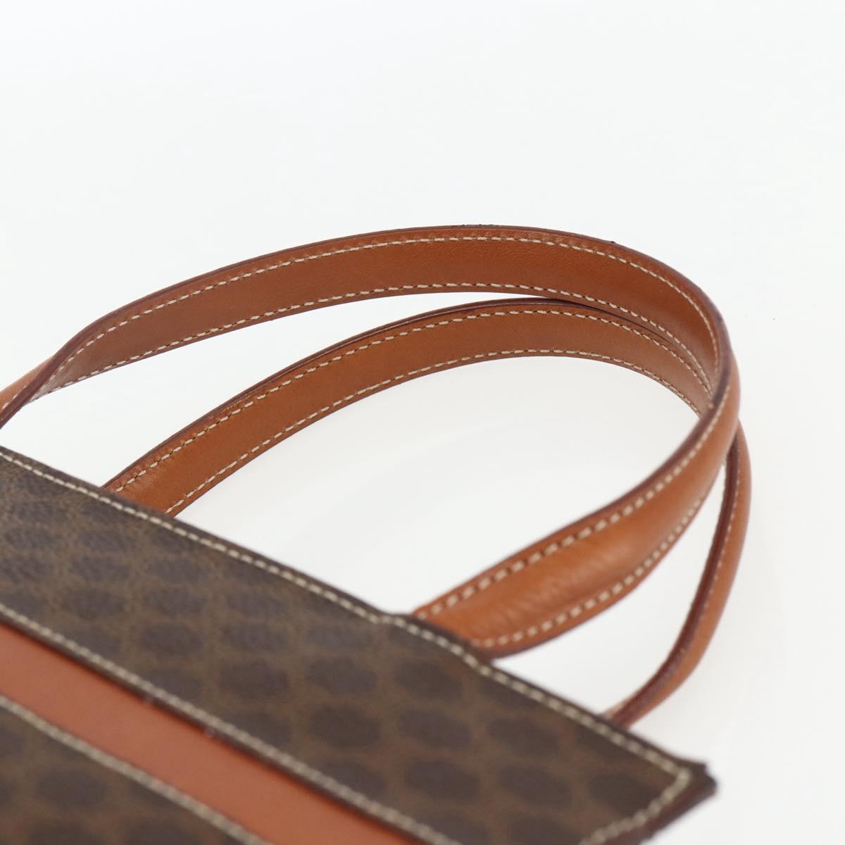 CELINE Macadam Canvas Hand Bag PVC Leather Brown Gold Auth 170786