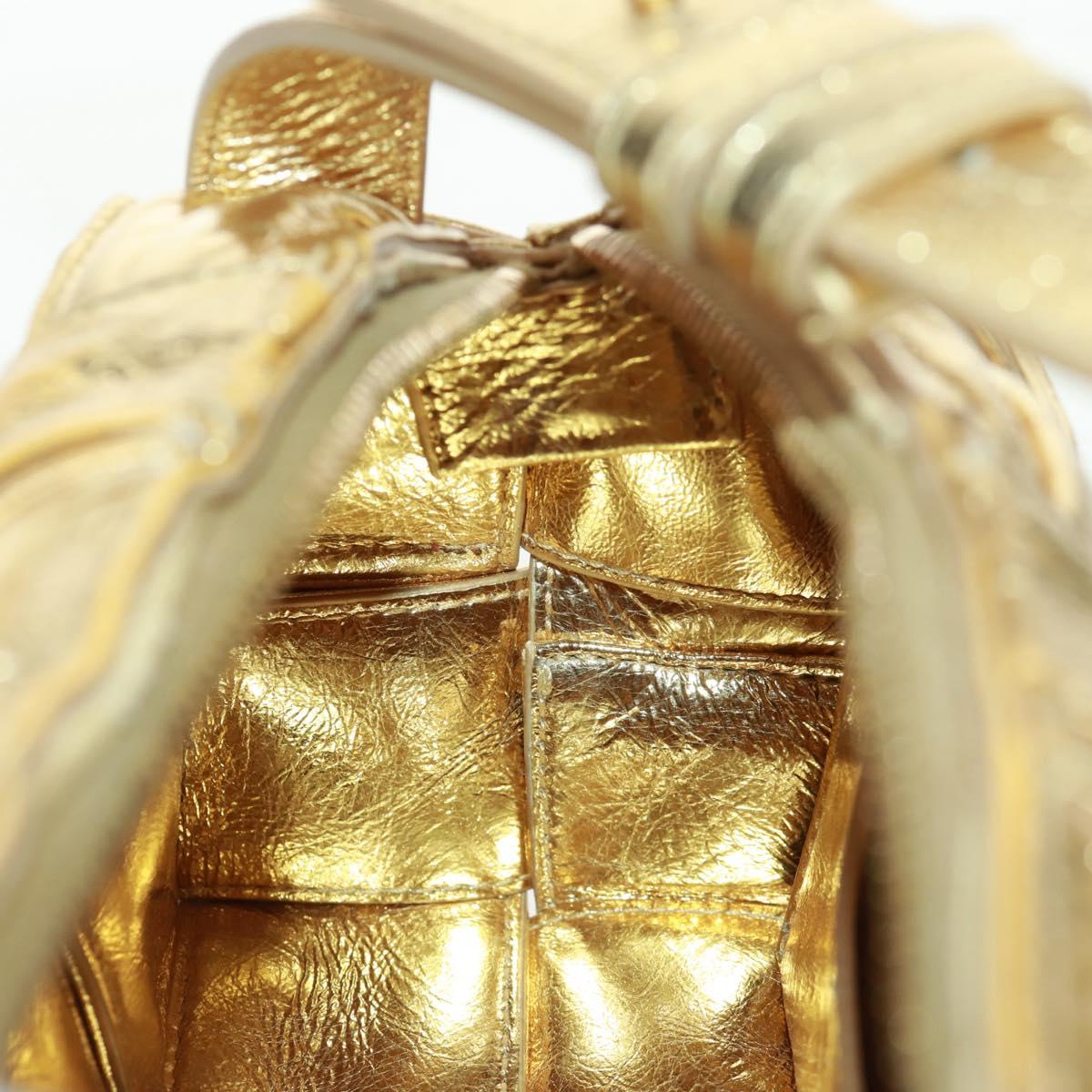 BOTTEGA VENETA MAXI INTRECCIATO Cassette Shoulder Bag Leather Gold Auth 170792